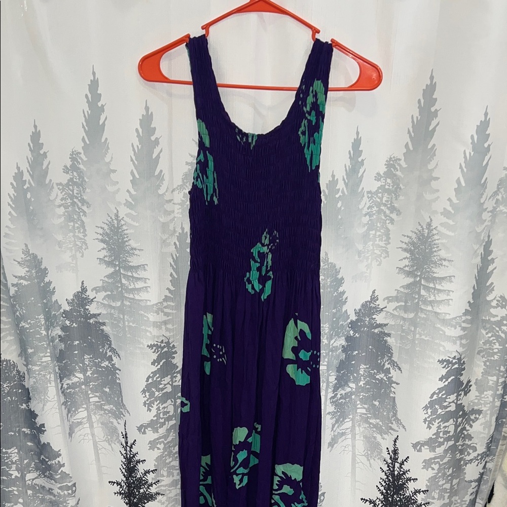 Chic Floral Midi Dress - Purple and Green